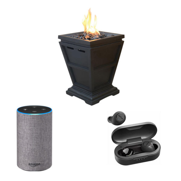 Outdoor Fire Column, Amazon Echo – 2nd Generation, and Ear Fun Free True Wireless Earbuds
