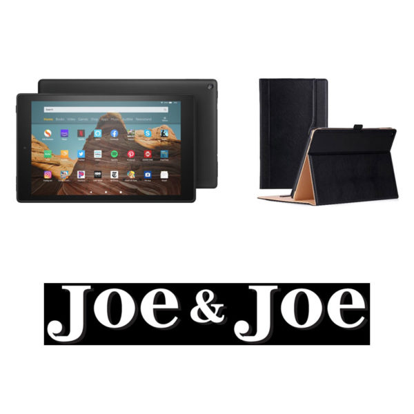 Fire HD 10 Tablet (no Ads) with Alexa, Charcoal Black case, NuPro Clear Screen Protector, Gift Certificate to Joe & Joe Restaurant